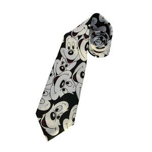 Disney Mickey Mouse Neck Tie By Balancine Inc 100% Polyester Black & White Carto